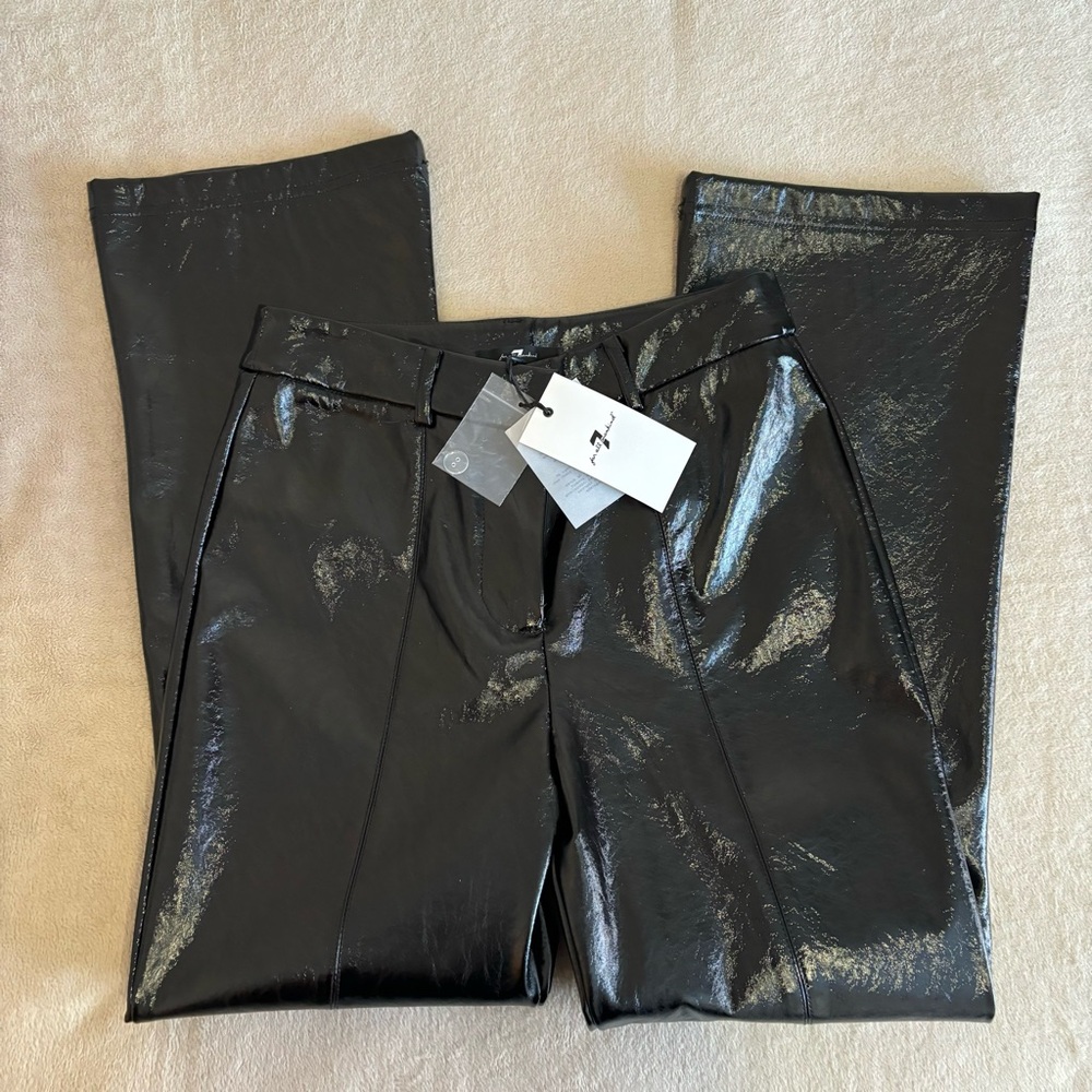 7 For All Mankind Black Shiny Trousers